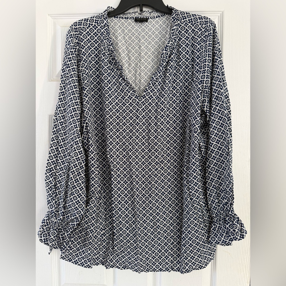 Talbots Blue and White Top